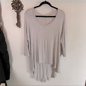 High low grey flannel top